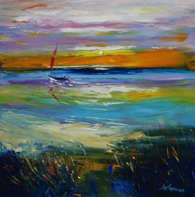 Eveninglight Heading out from Iona 20x20